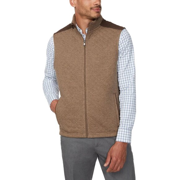 Bonobos Mens Midtown Vest Quilted Cotton Blend Tan Brown NWT - Picture 4 of 9